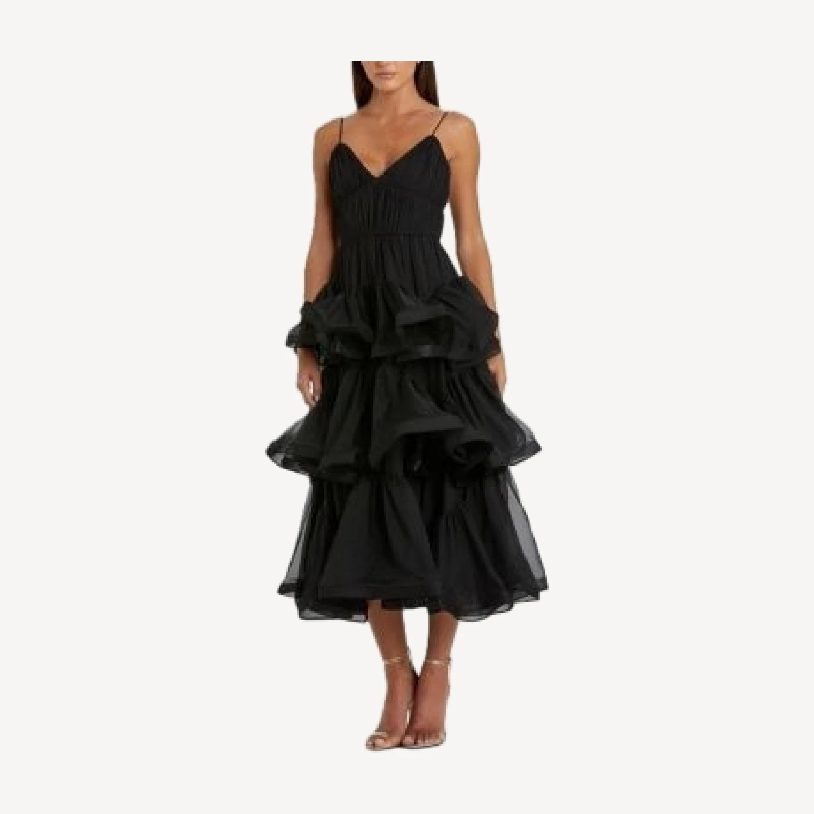 Mac Duggal Tiered V-Neck Dress