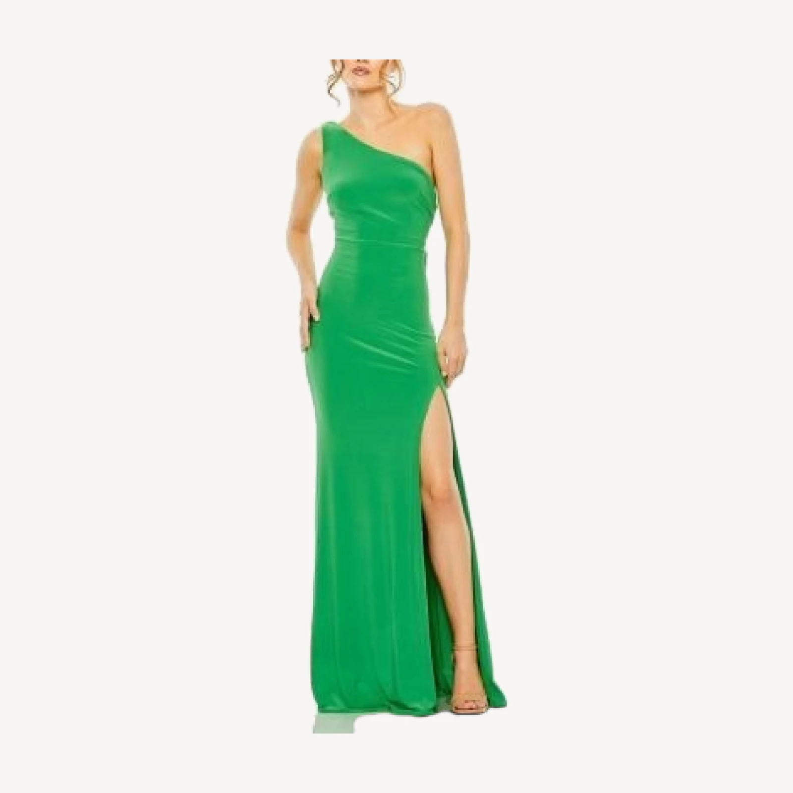 Mac Duggal Jersey One Shoulder Draped Back Gown