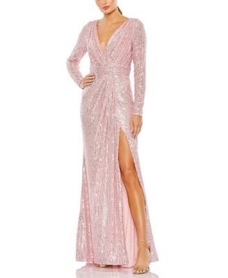 Mac Duggal Sequined Long Sleeve Gown