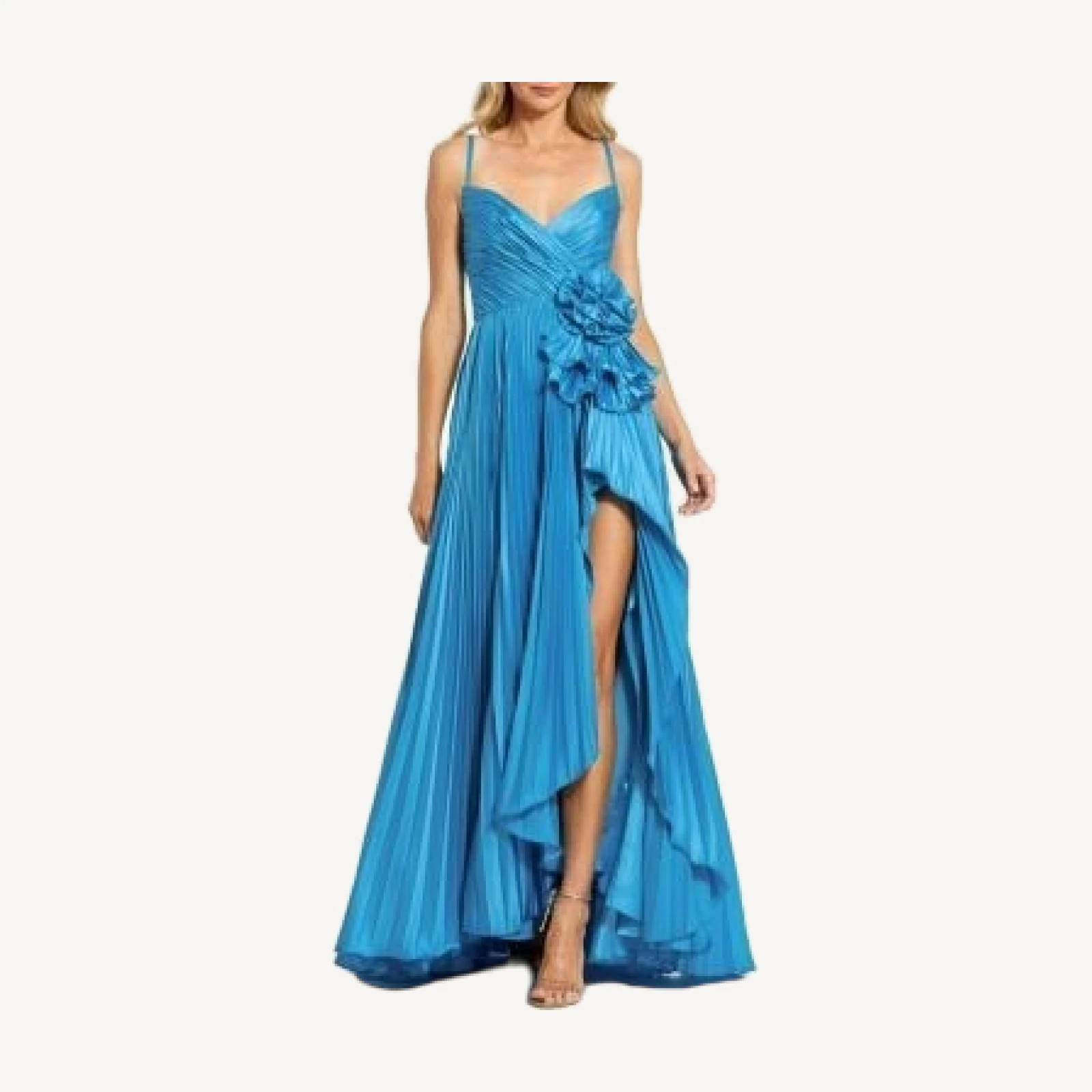 Mac Duggal V-Neck Pleated Charmeuse Gown