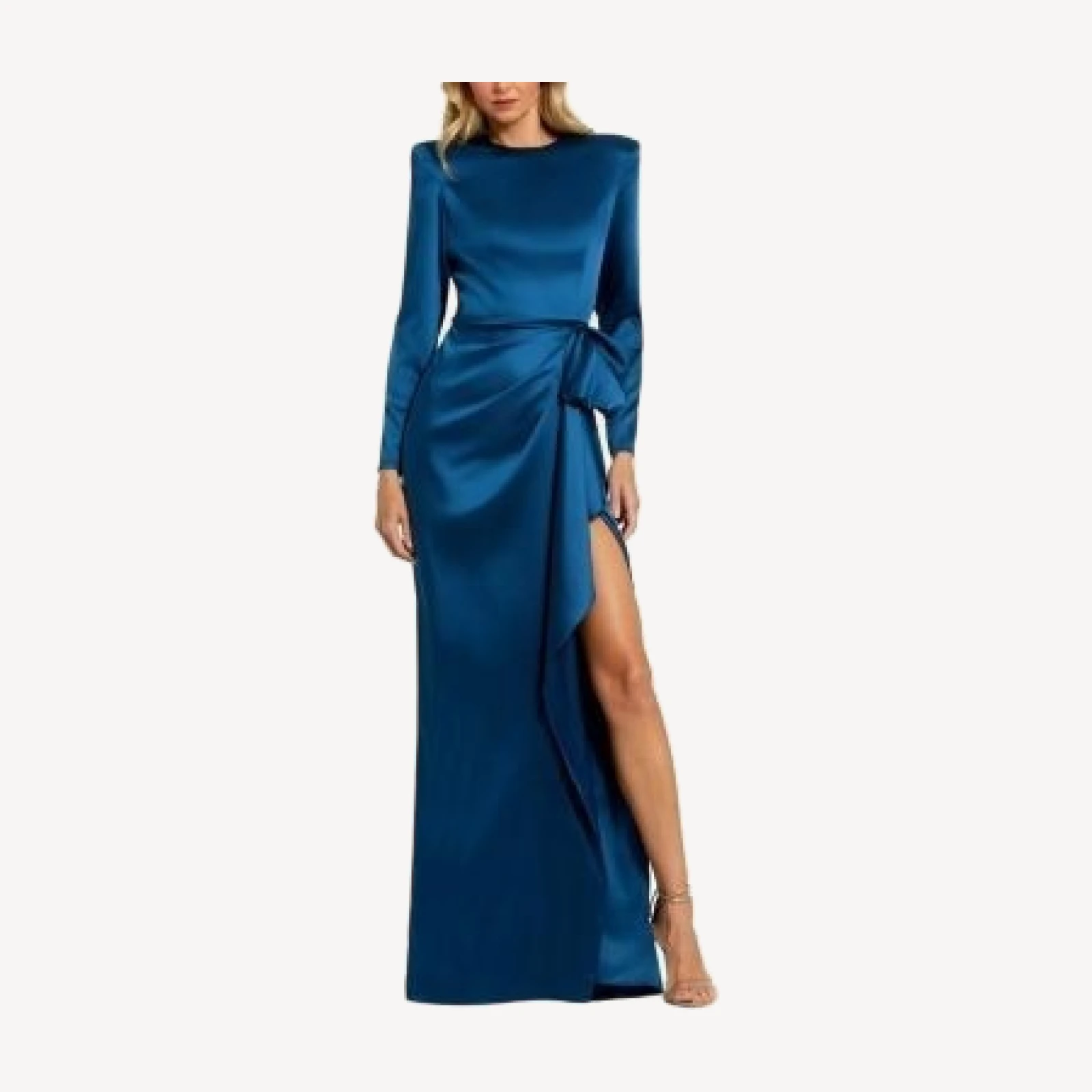 Mac Duggal Long Sleeve Structured Bow Draped Gown