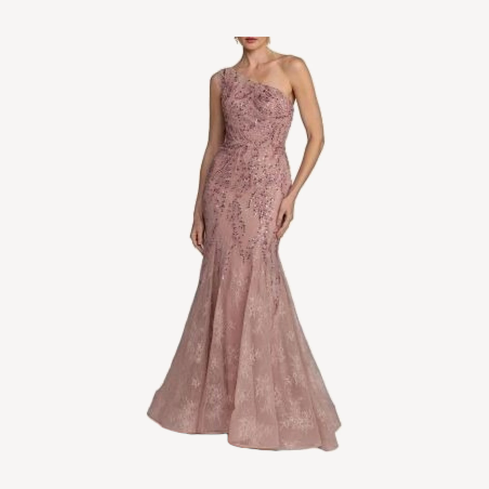 Mac Duggal One Shoulder Embellisehd A Line Dress