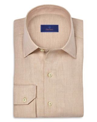David Donahue Cashmere Blend Twill Solid Sport Shirt