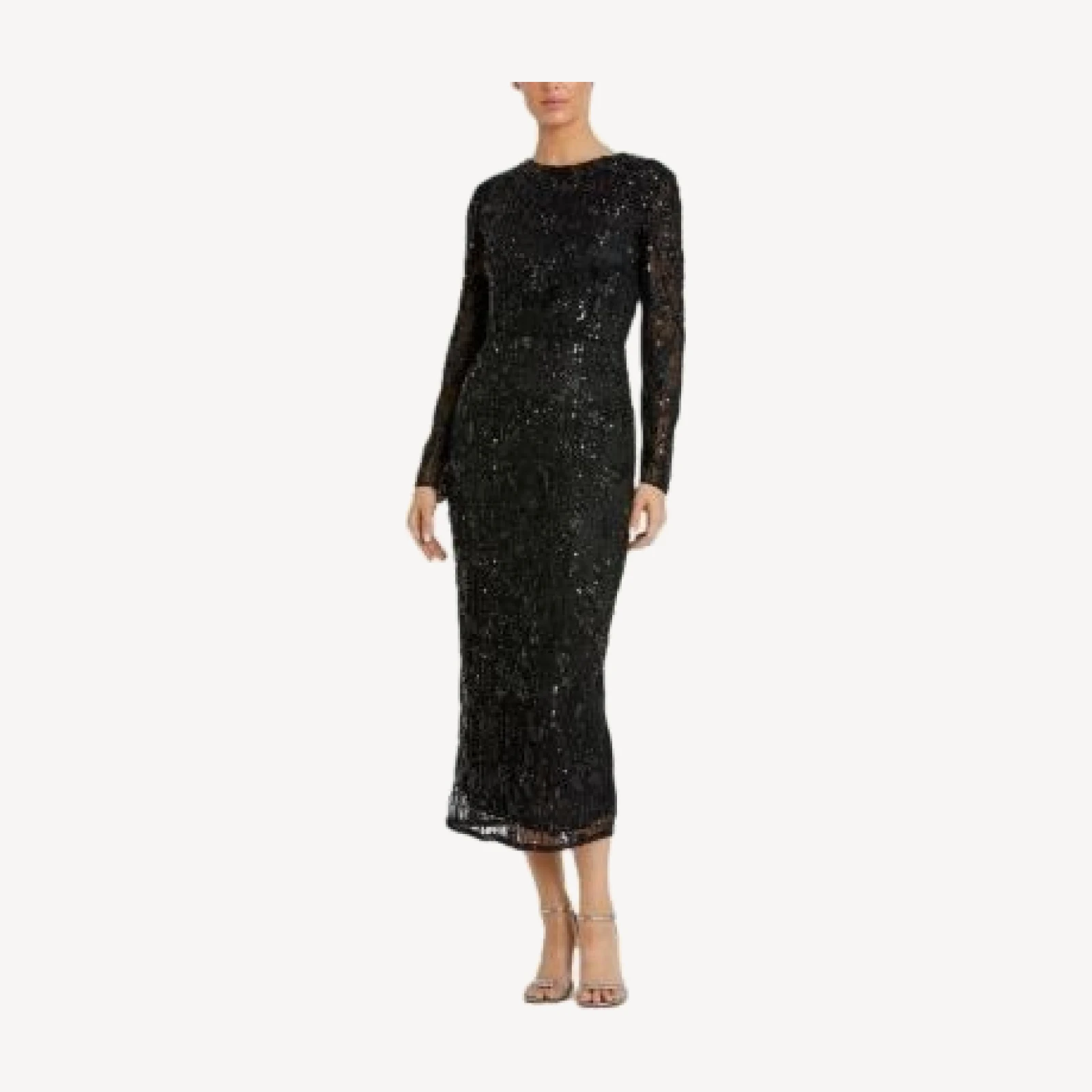 Mac Duggal High Neck Long Sleeve Embellished Dress