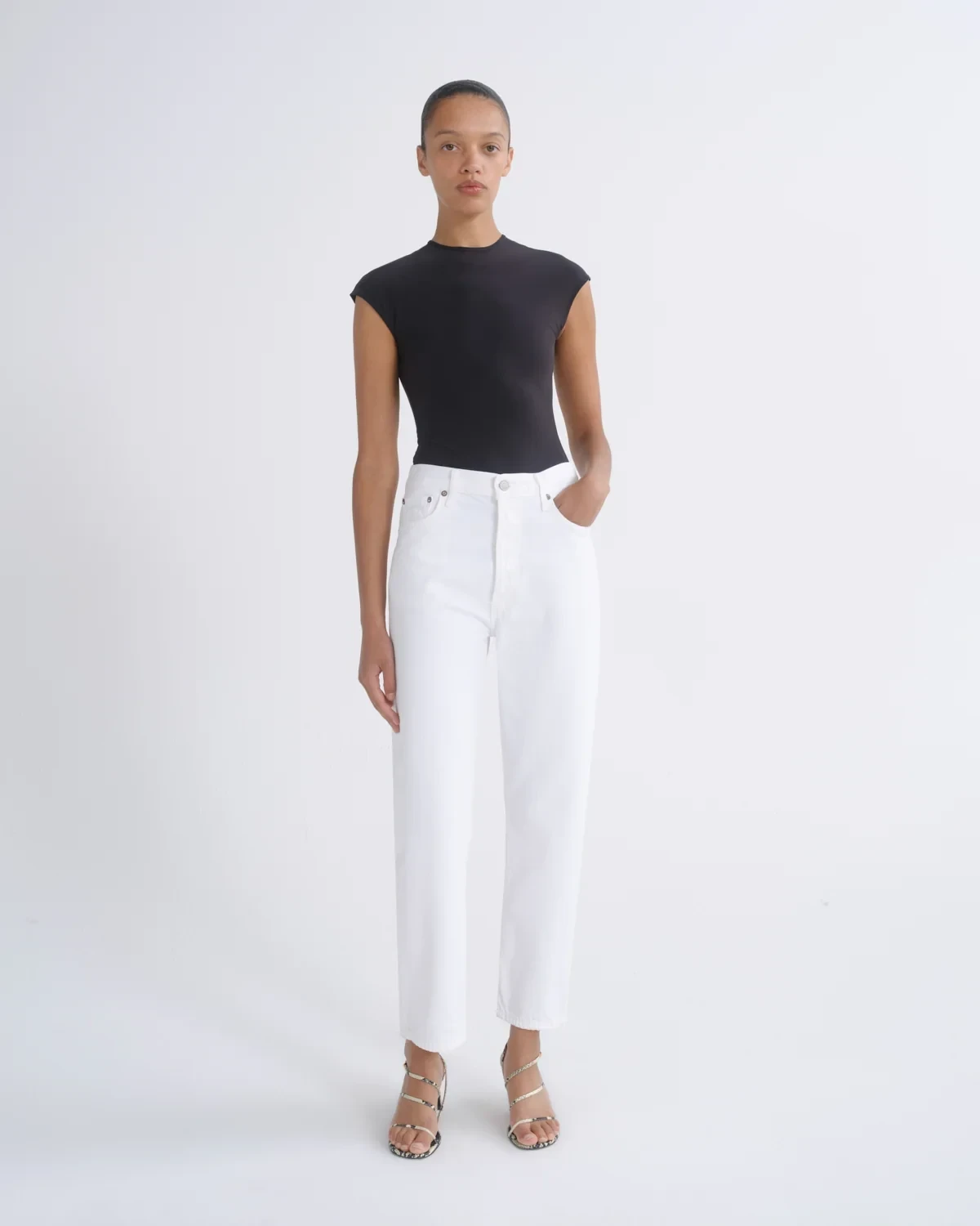 90's Pinch Waist Crop in Marshmallow