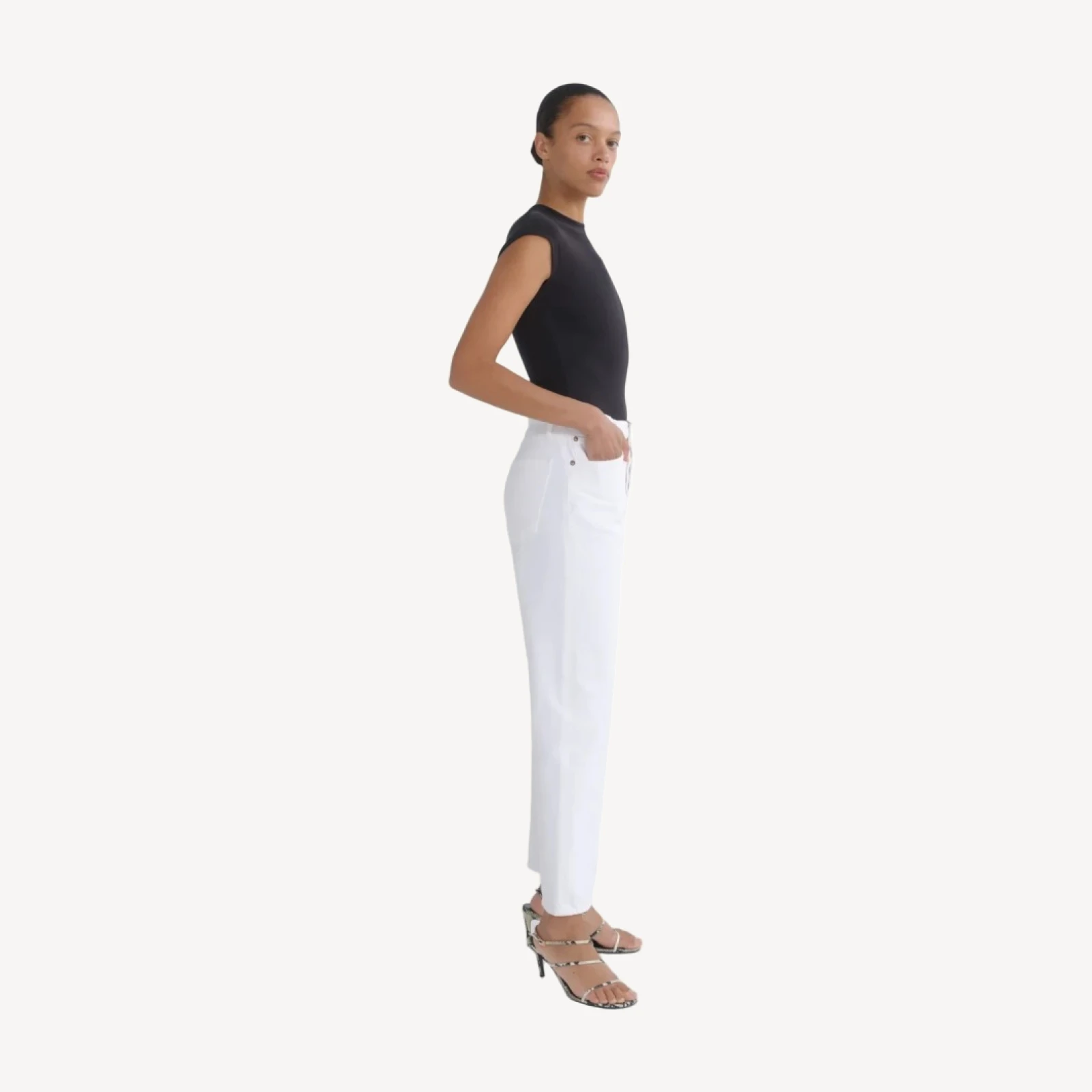 90's Pinch Waist Crop in Marshmallow