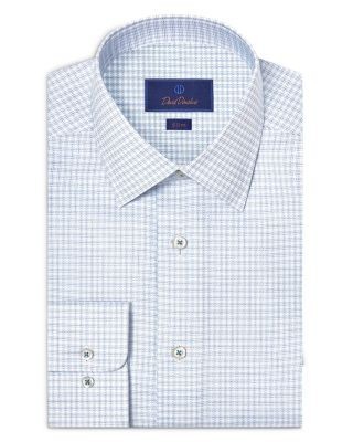 David Donahue Slim Fit Stretch Twill Check Dress Shirt