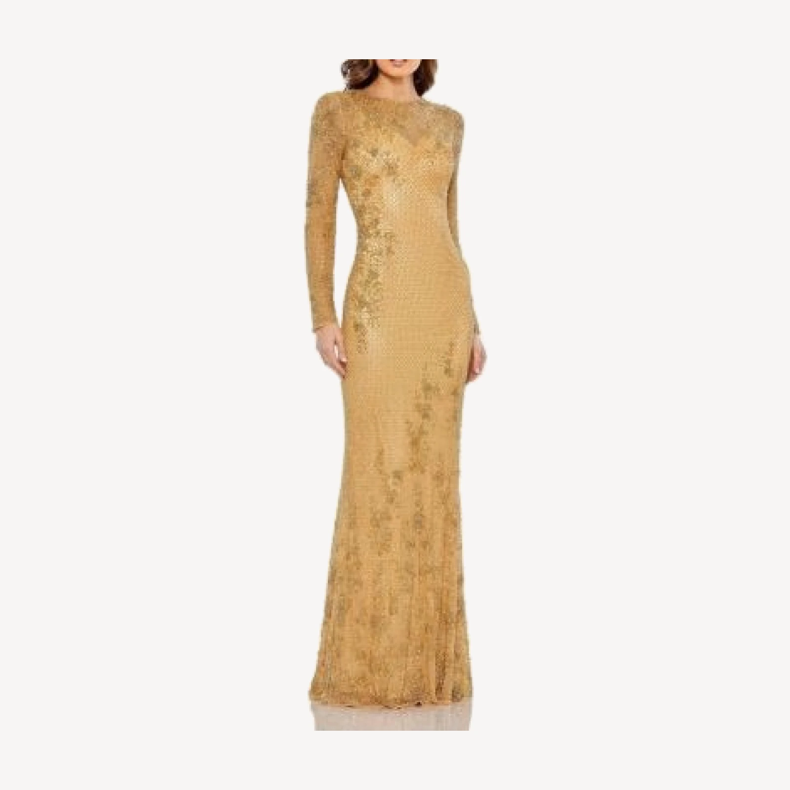 Mac Duggal Long Sleeve Embellished Evening Gown