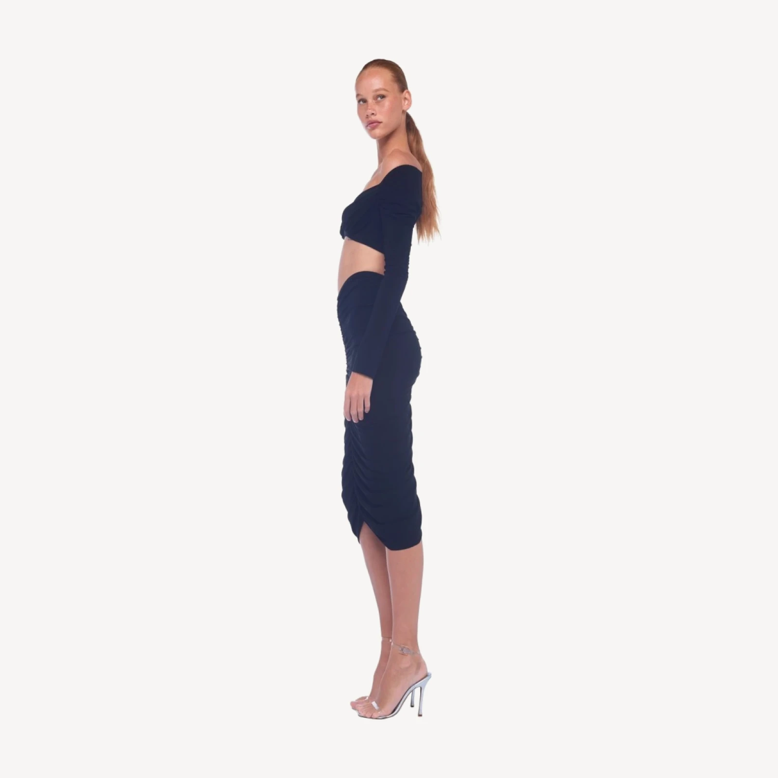 SHIRRED SKIRT TO KNEE