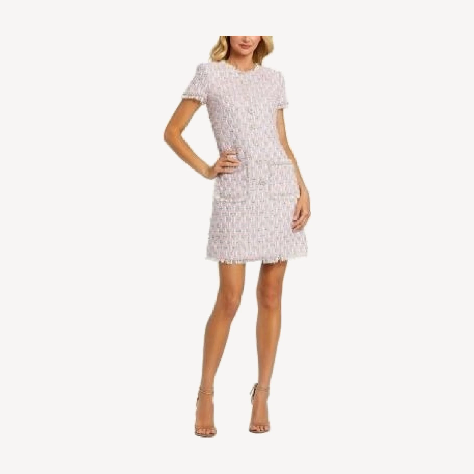Mac Duggal Cap Sleeve Floral Button Detail Shift Dress