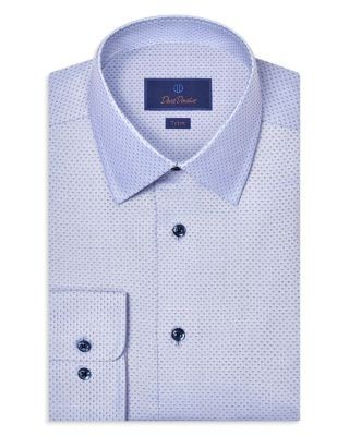 David Donahue Trim Fit Textured Dobby Dress Shirt