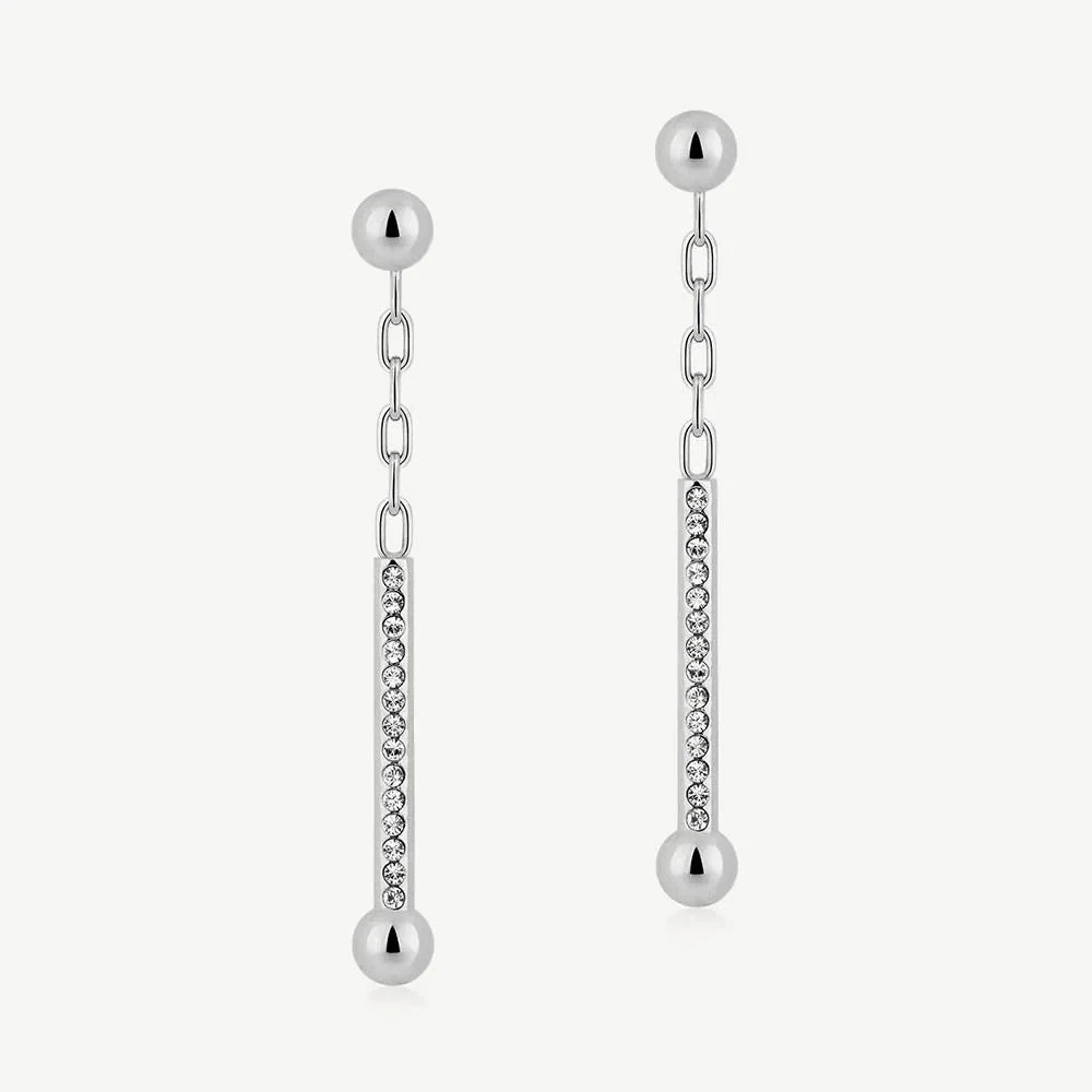 Crystal Music Drop Earrings - Silver
