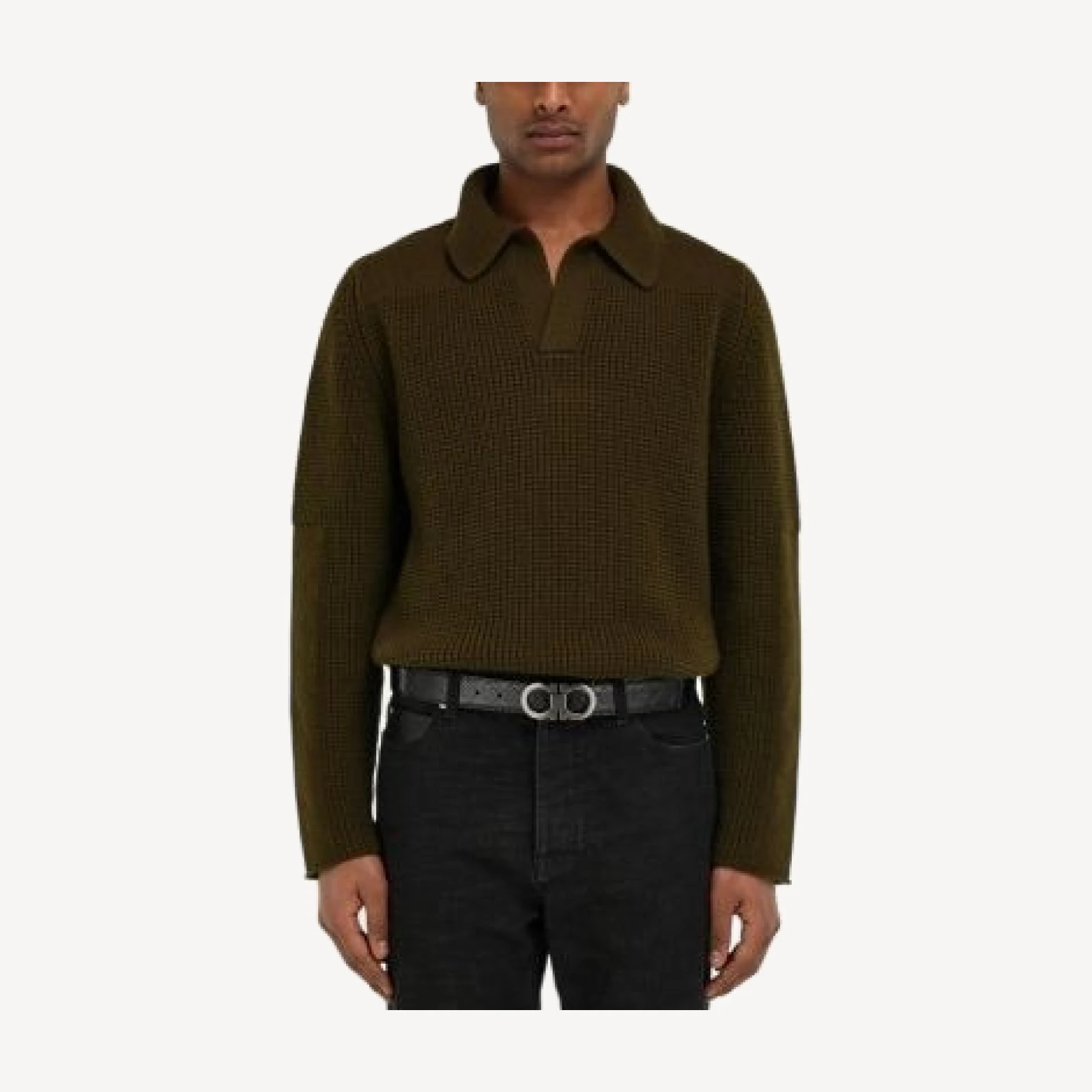 Ferragamo Men's Oversized Double Gancini Reversible Leather Belt