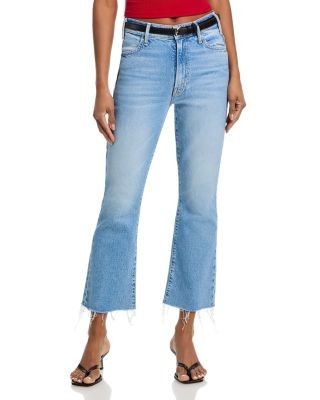 Mother Lil Hustler High Rise Crop Fray Jeans in Sow Surreal