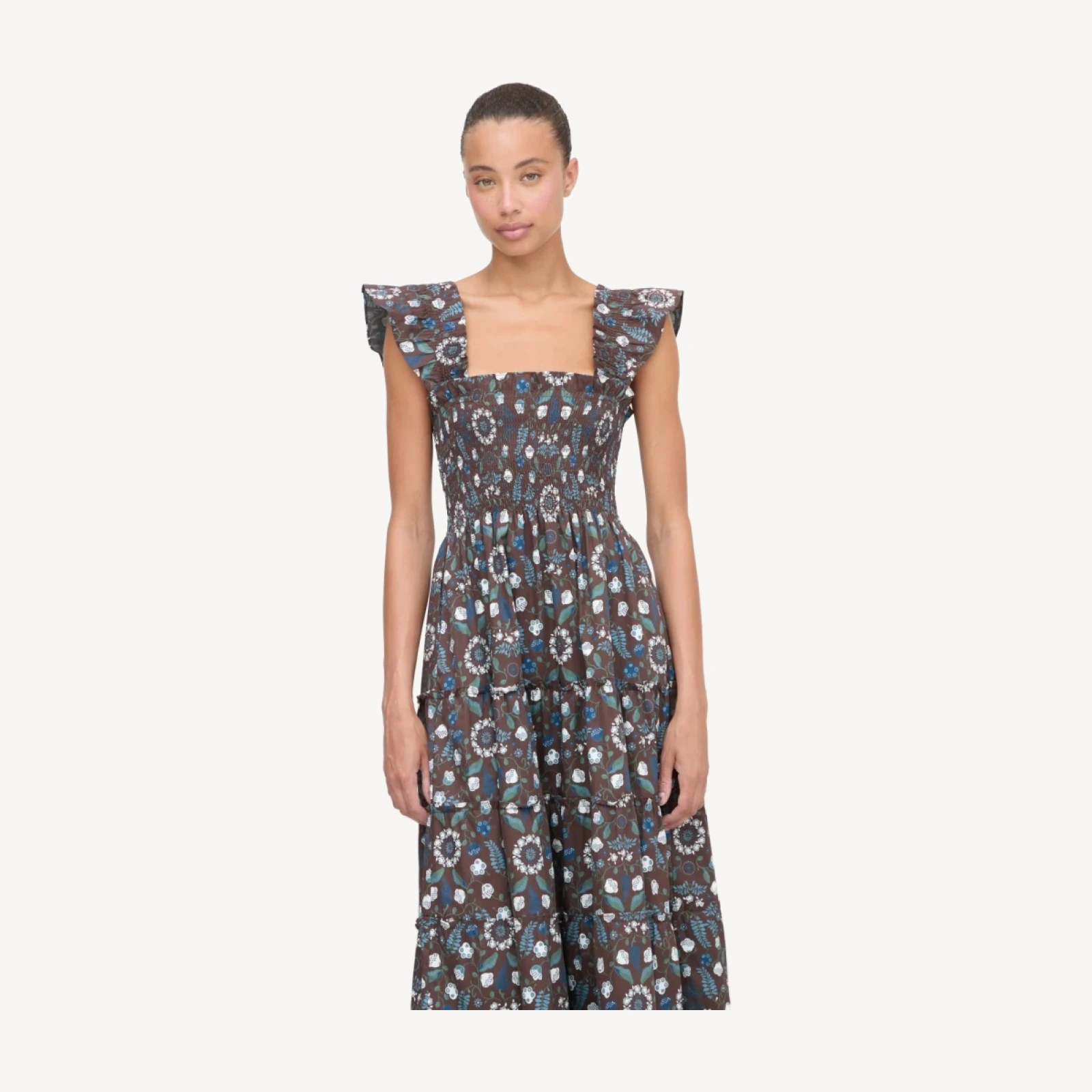 The Ellie Maxi Nap Dress - Chocolate Swedish Floral