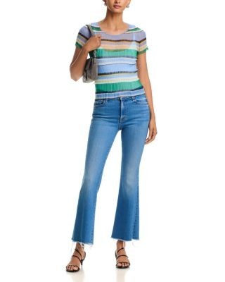 Mother The Lil' Weekender Petites High Rise Flared Jeans in Piece By Piece