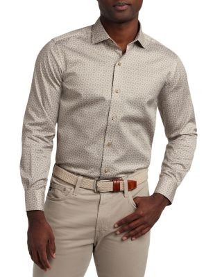 David Donahue Geometric Print Shirt