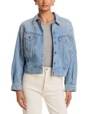 Mother The Fly Away Fringed Jean Jacket in Sparkle Emergency Kit