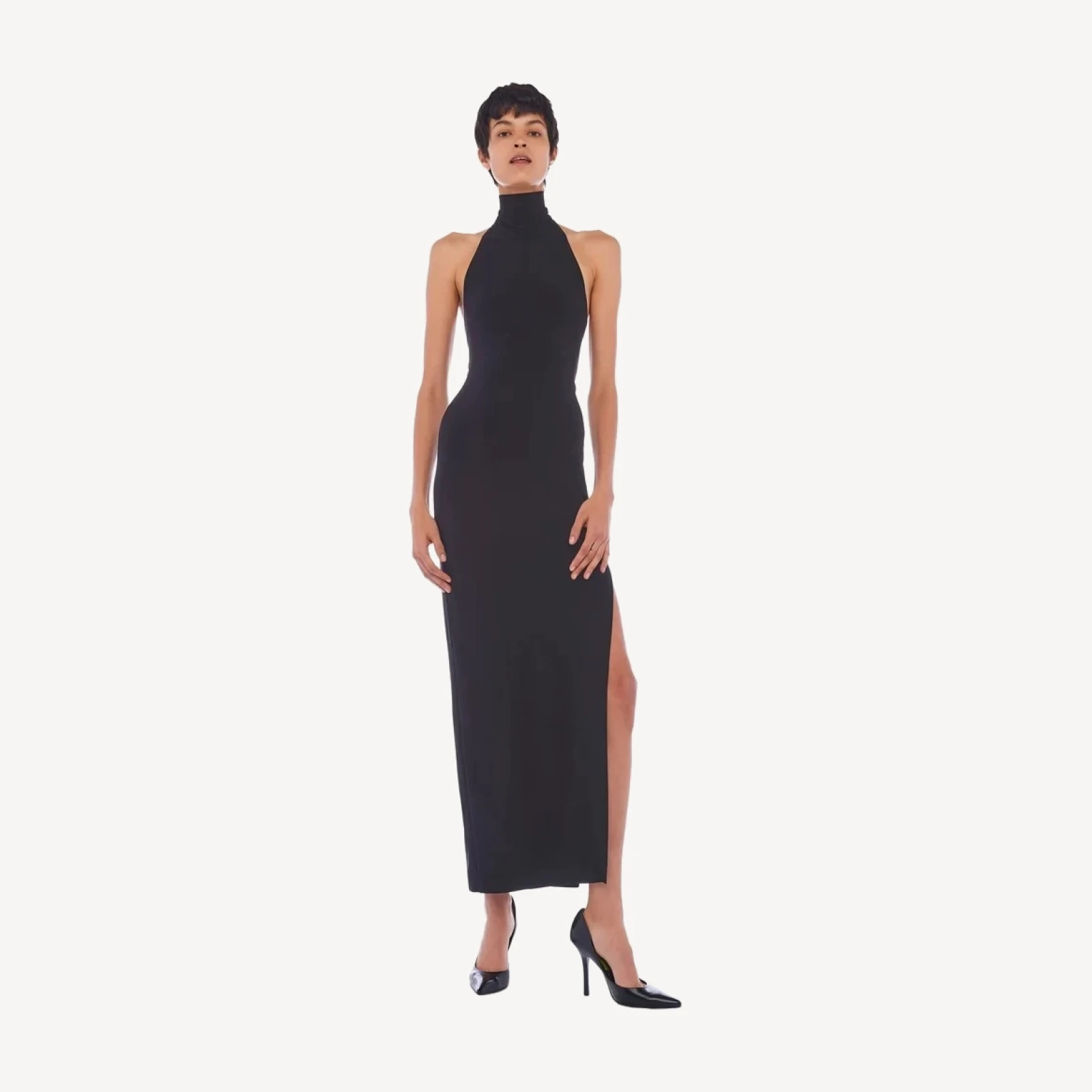 HALTER TURTLE SIDE SLIT GOWN