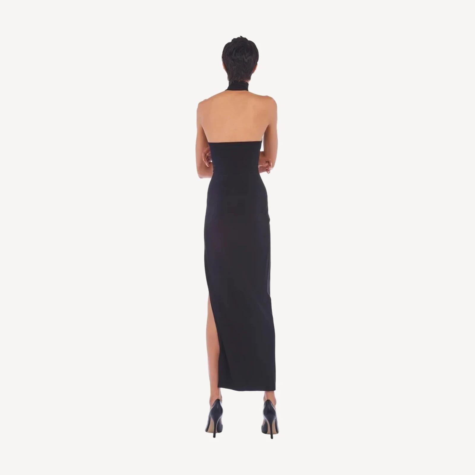 HALTER TURTLE SIDE SLIT GOWN