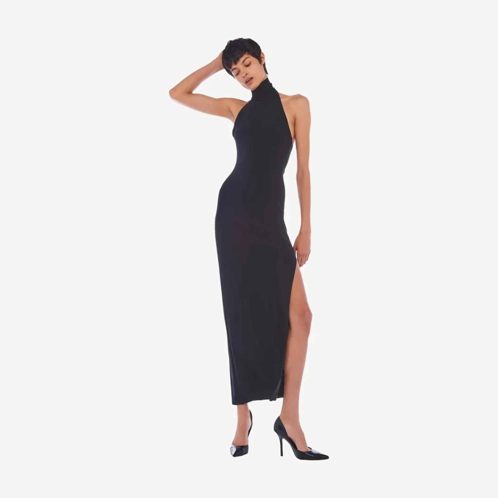 HALTER TURTLE SIDE SLIT GOWN