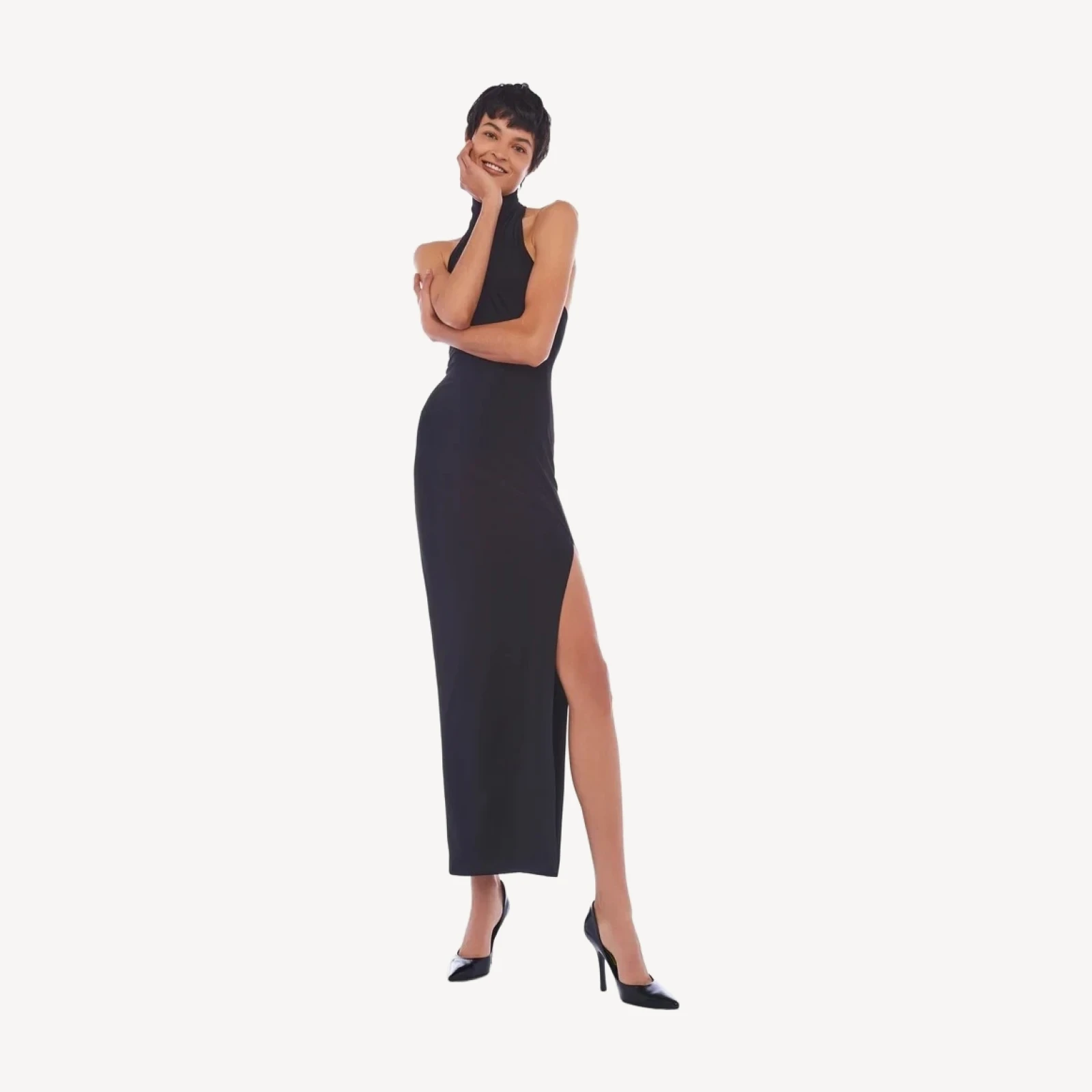 HALTER TURTLE SIDE SLIT GOWN