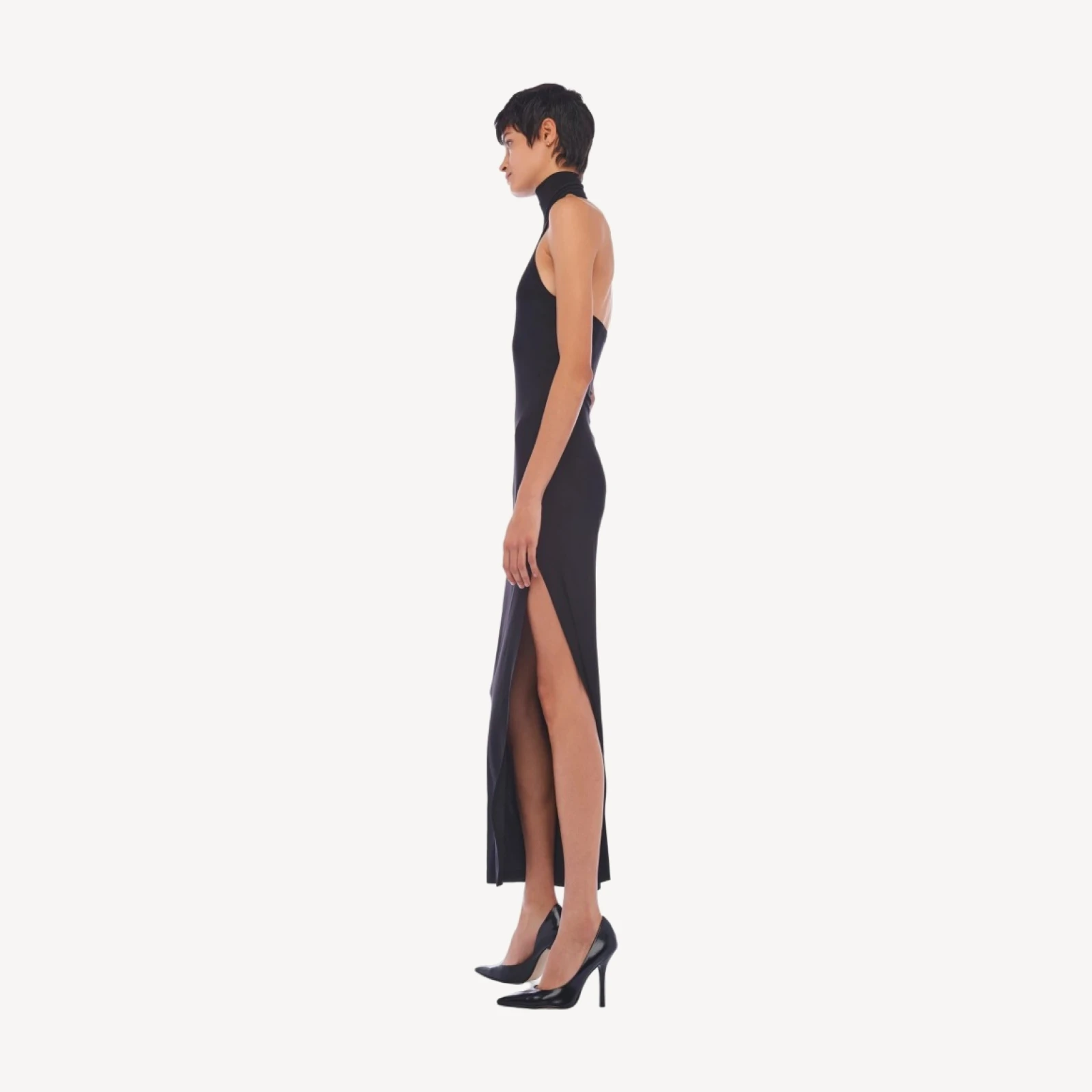 HALTER TURTLE SIDE SLIT GOWN