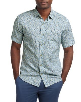 David Donahue Floral Linen Shirt