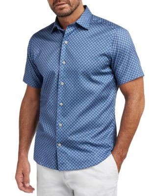 David Donahue Neat Print Short Sleeve Shirt