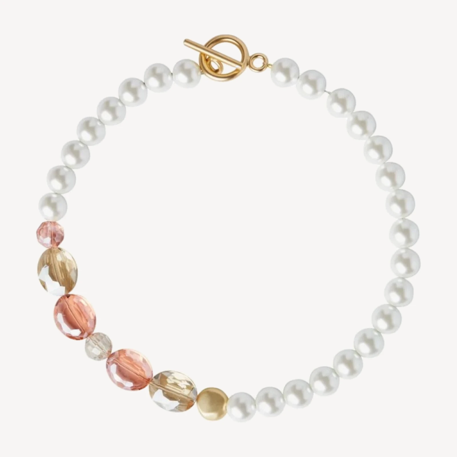 18K Matte Gold Plated Peach Crystal Necklace