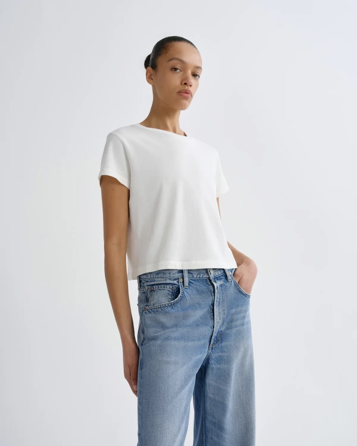 Adine Shrunken Tee in White Ash