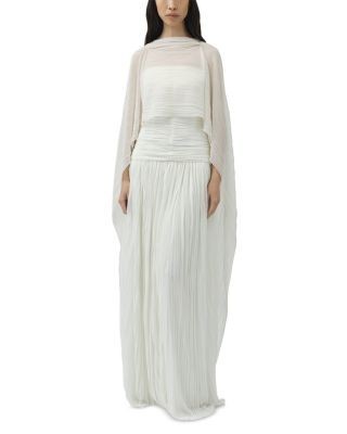 Simkhai Dani Crinkle Jersey Bustier Gown with Cape