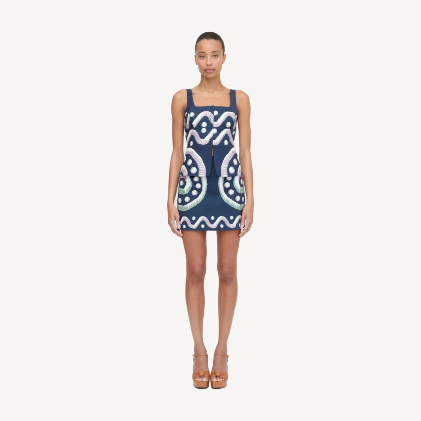 The Hallie Skirt - Navy Mochaware, cutout