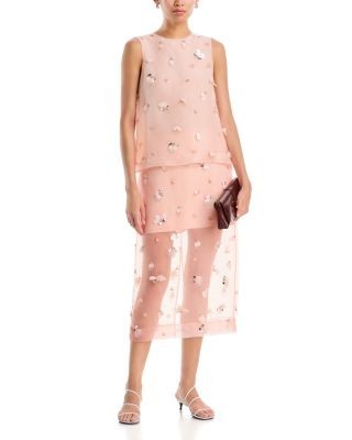 Simkhai Delilah Silk Embellished Midi Skirt