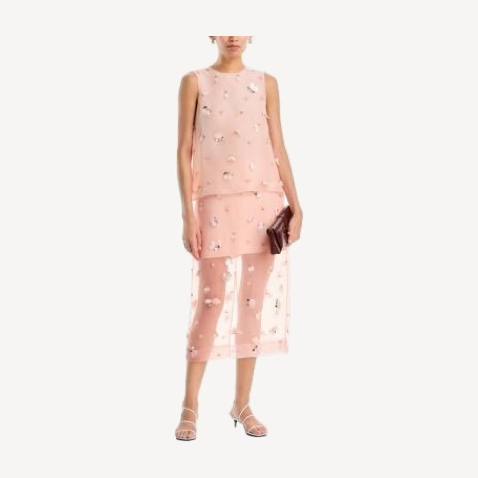 Simkhai Delilah Silk Embellished Midi Skirt