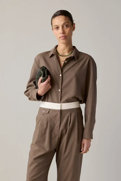 ALICE SHIRT | MUSHROOM TROPICAL WOOL