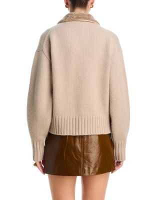 Simkhai Zorina Wool & Cashmere Cardigan with Shearling Collar