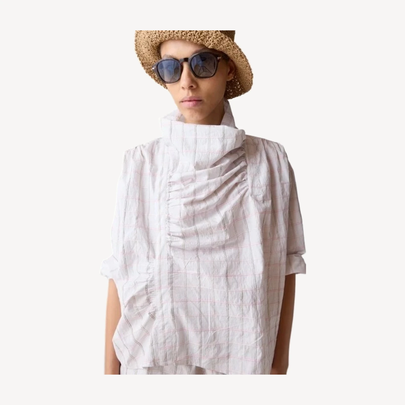 RHONDA TOP | WHITE WINDOWPANE