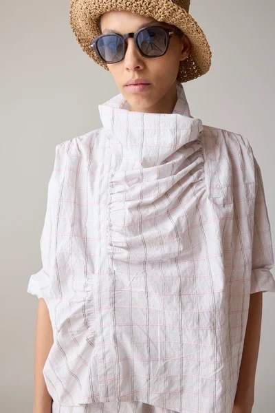 RHONDA TOP | WHITE WINDOWPANE
