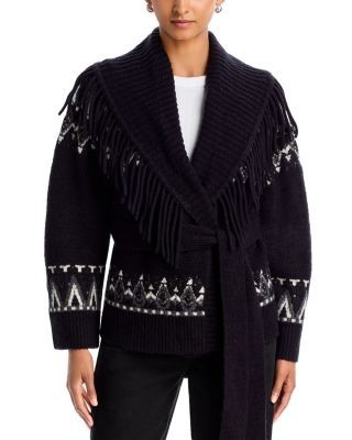 Simkhai Anaise Wool Blend V Neck Fair Isle Cardigan Sweater