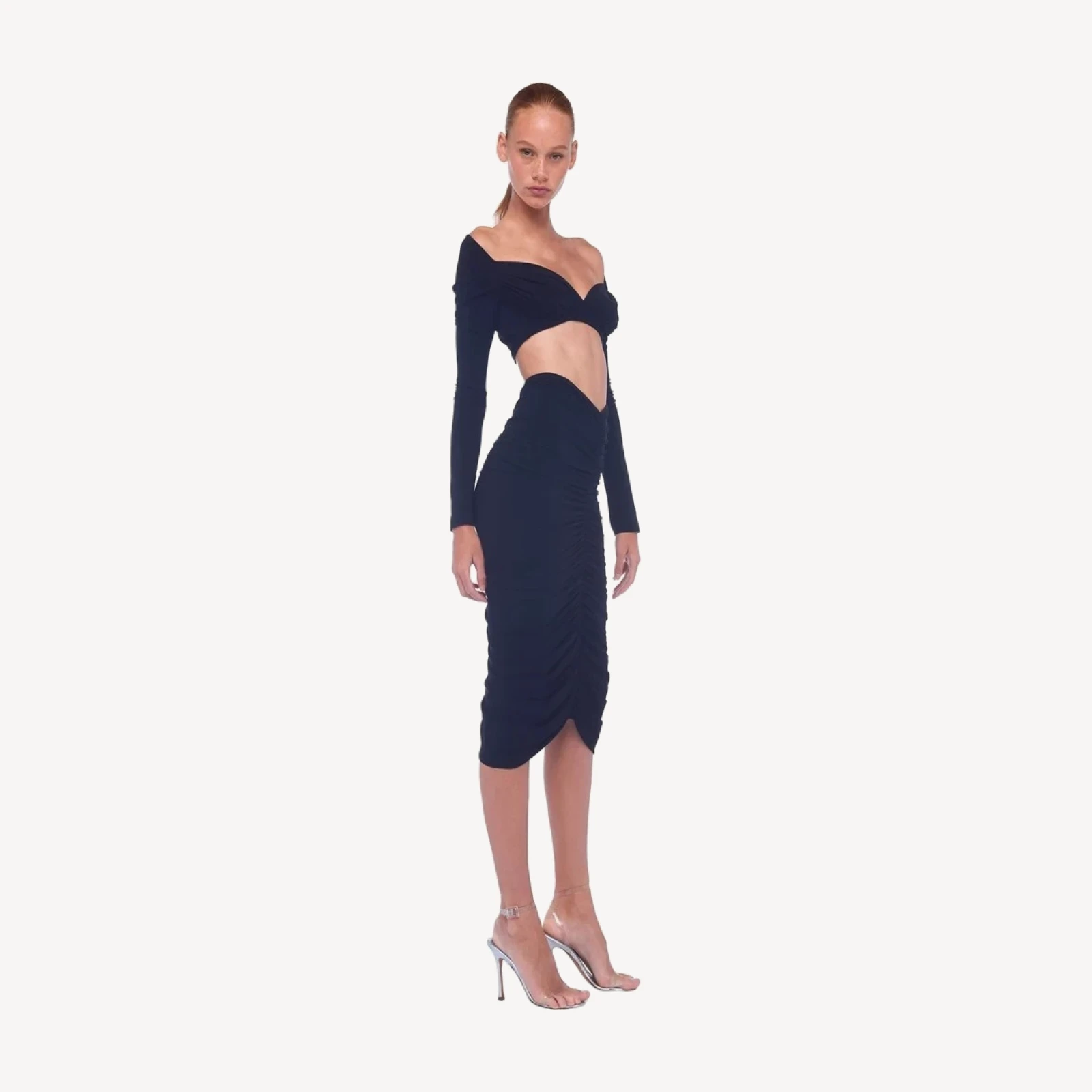 SHIRRED SKIRT TO KNEE