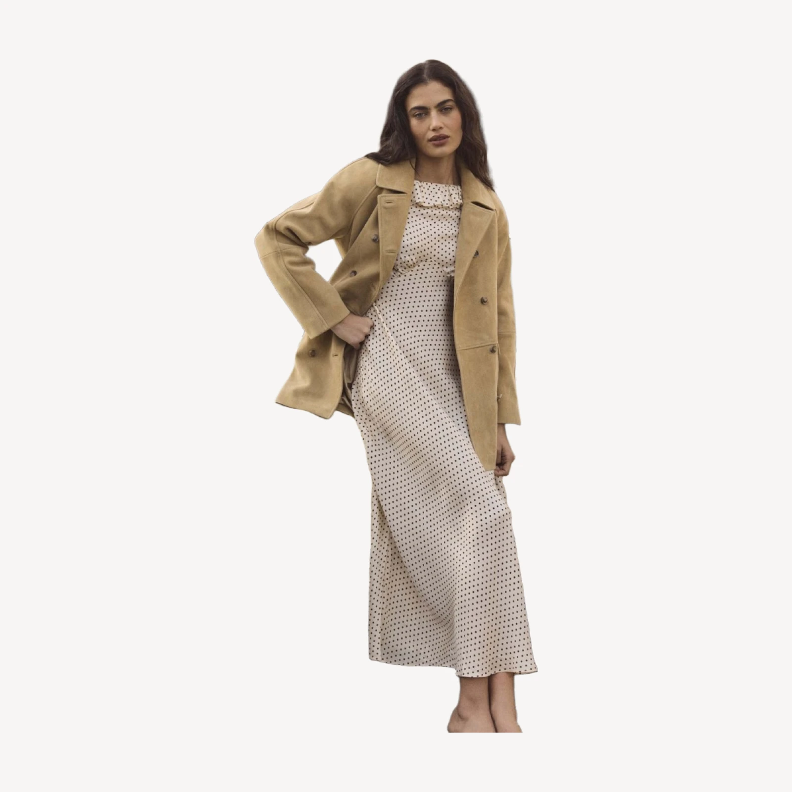 HUTTON SUEDE TRENCH -- BLONDE