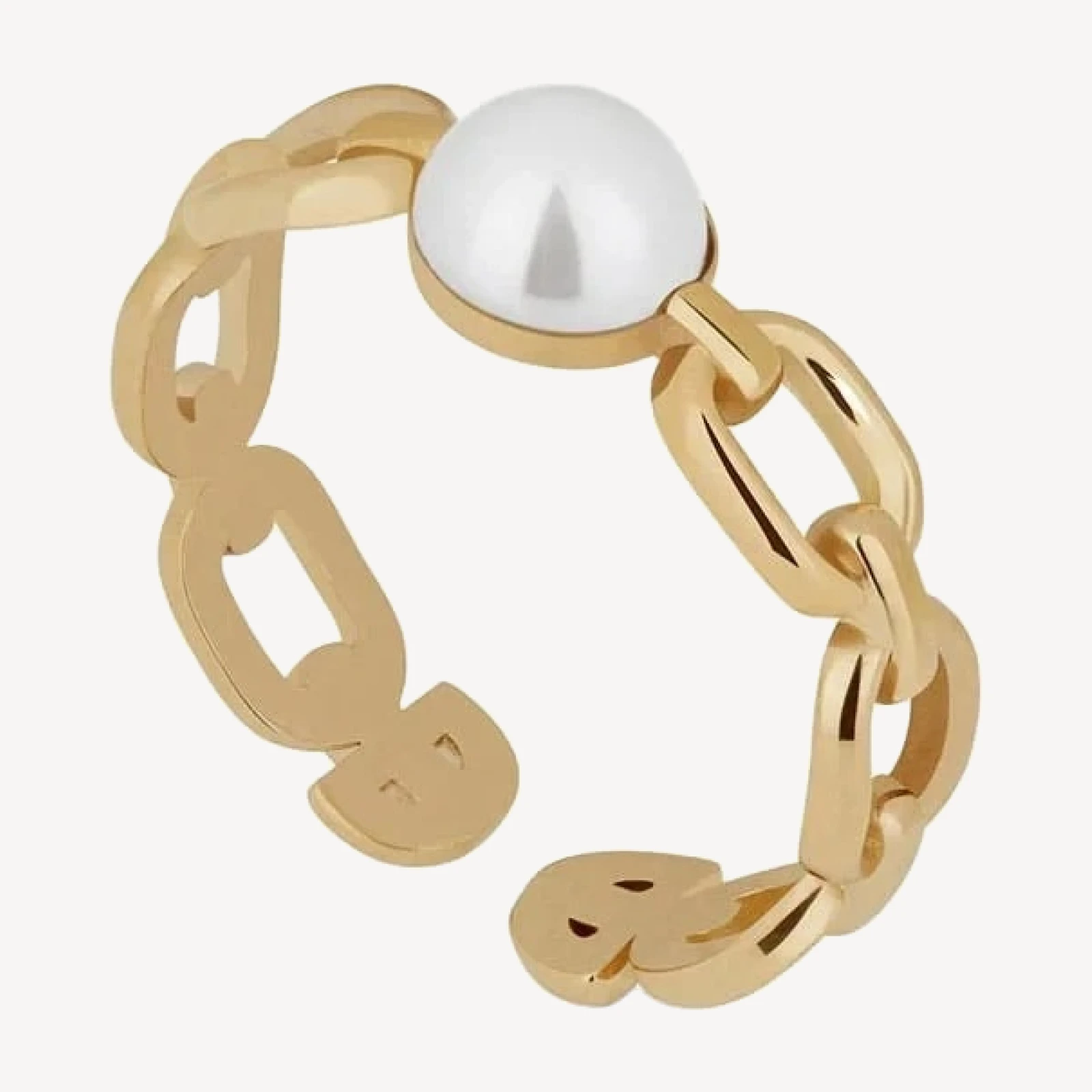 Pearl Link Ring - 22 Carat Gold Gilded