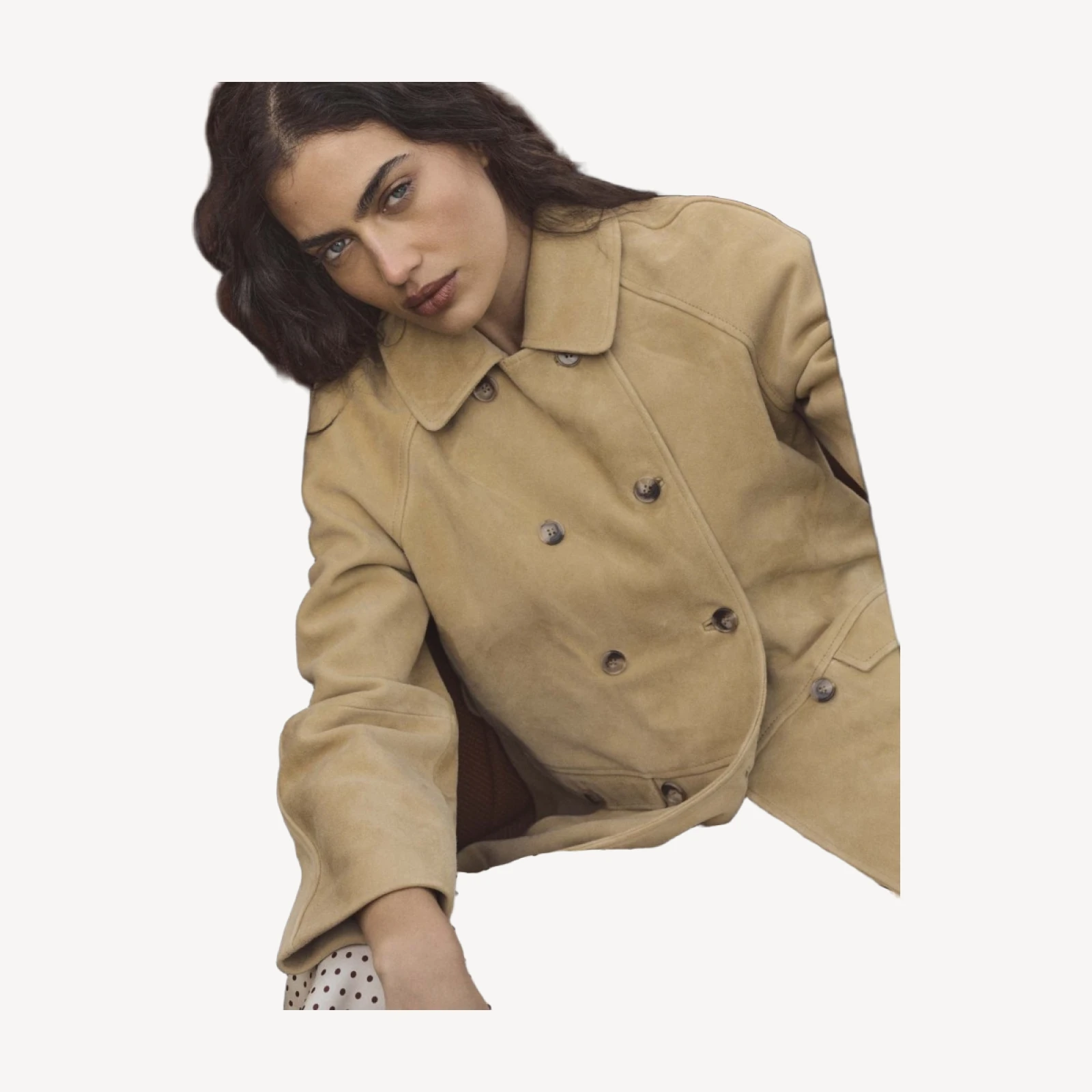 HUTTON SUEDE TRENCH -- BLONDE