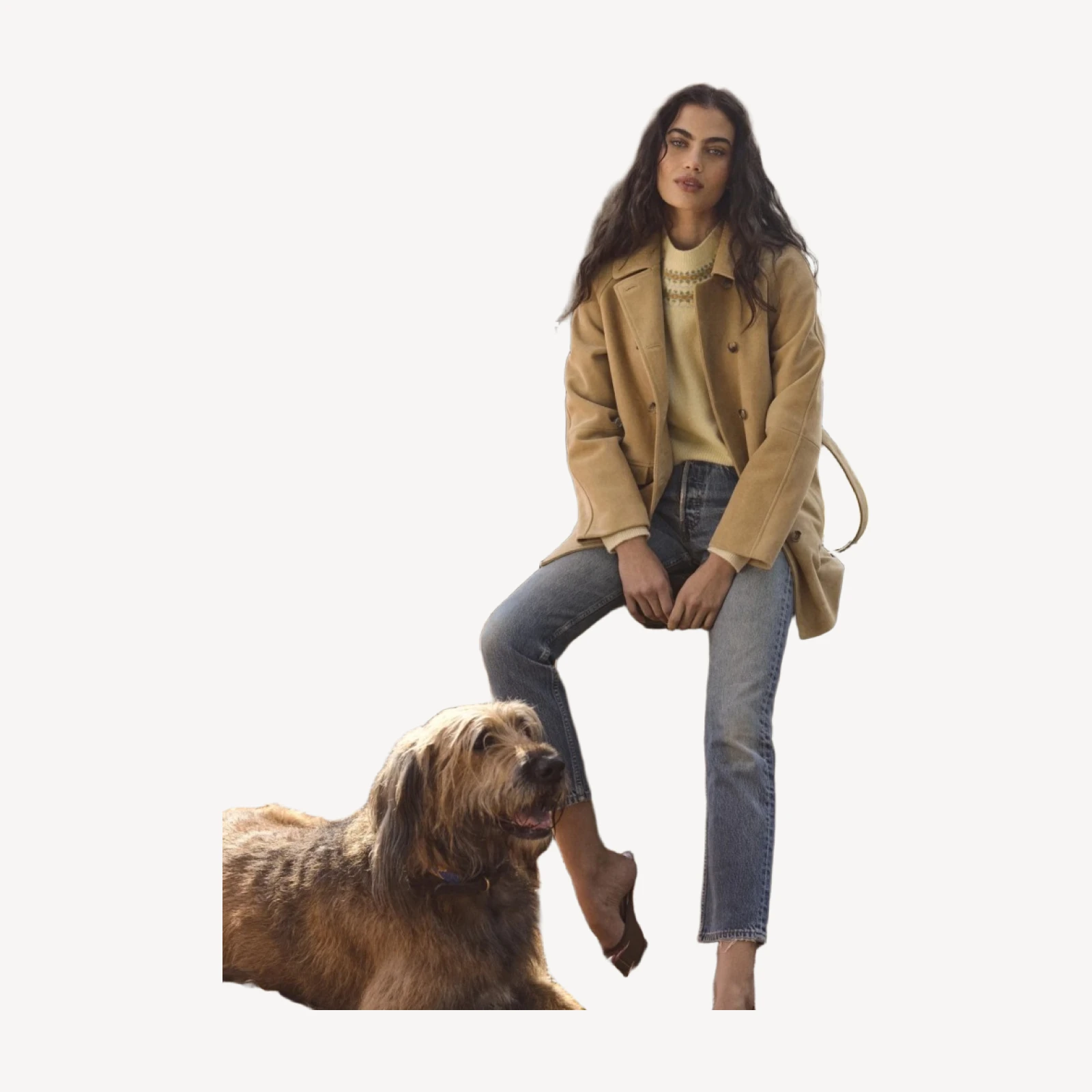 HUTTON SUEDE TRENCH -- BLONDE