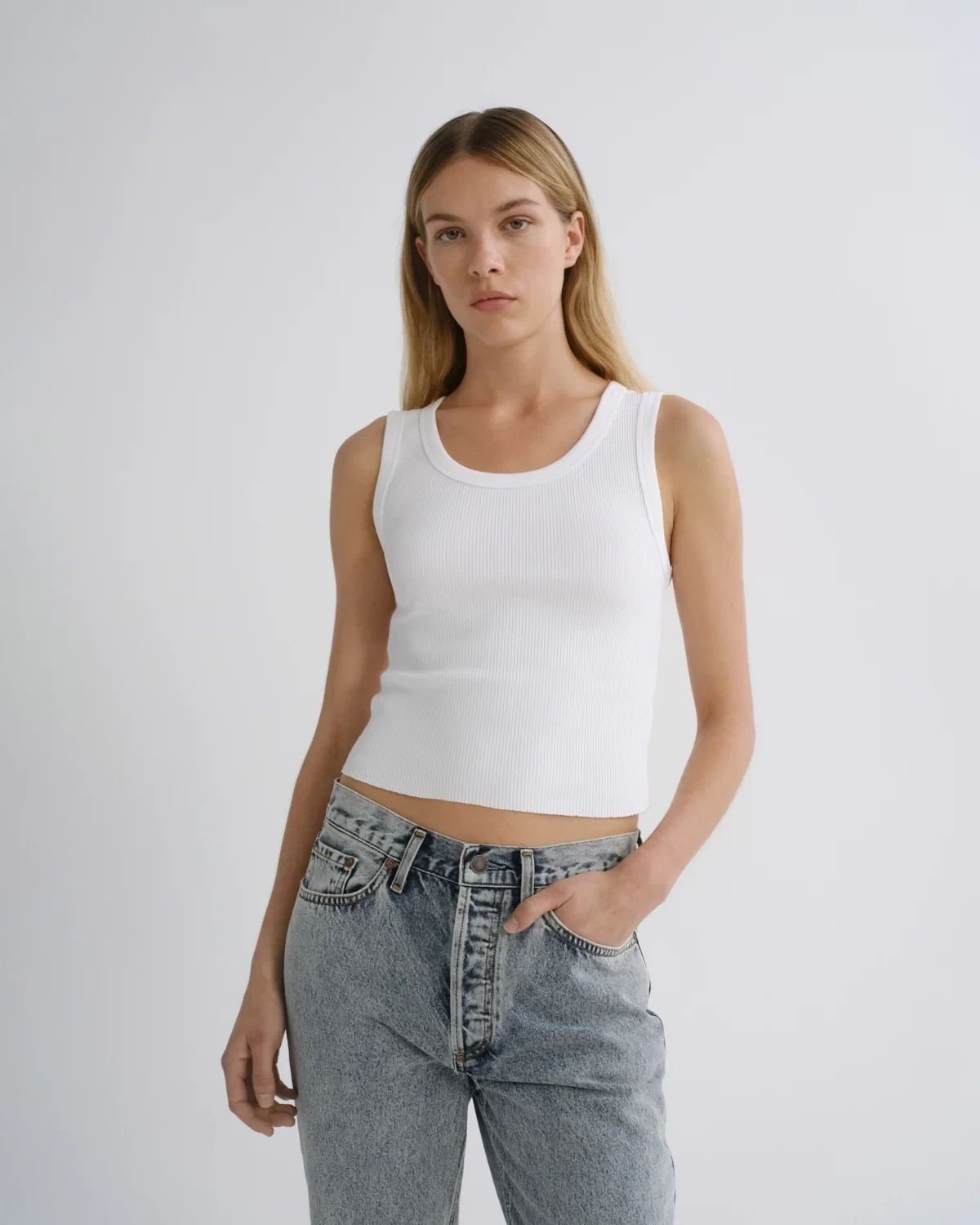 Shrunken Poppy Tank in White
