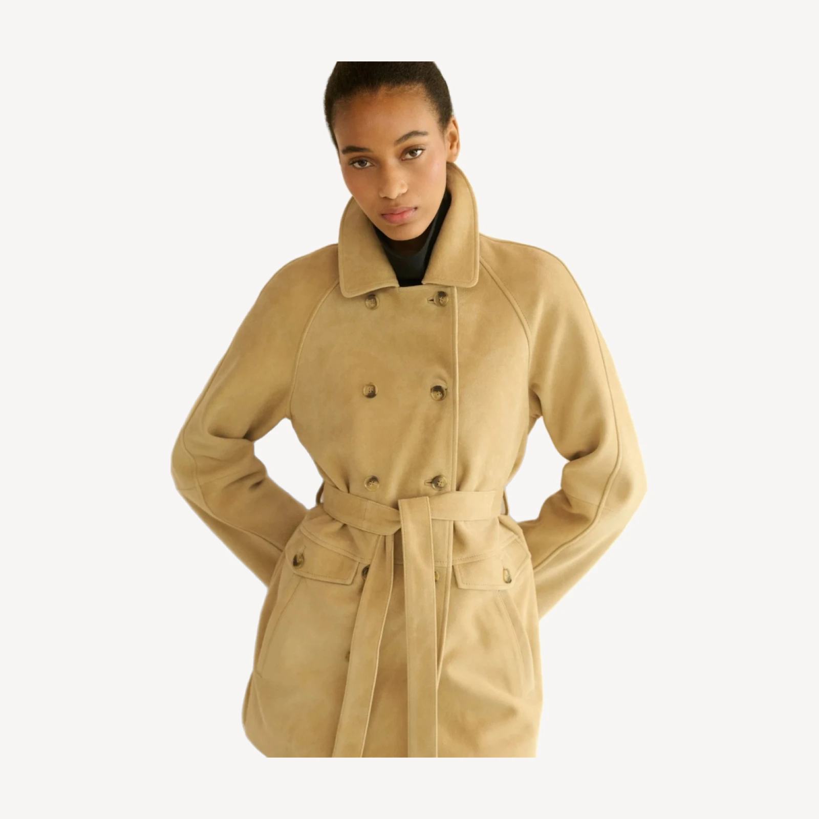 HUTTON SUEDE TRENCH -- BLONDE
