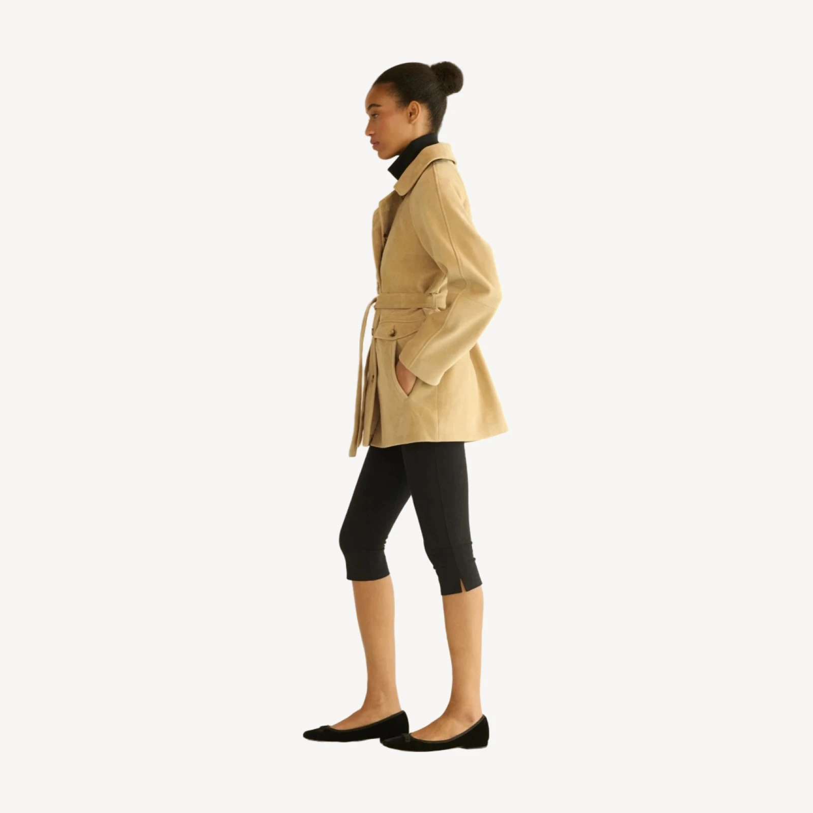 HUTTON SUEDE TRENCH -- BLONDE