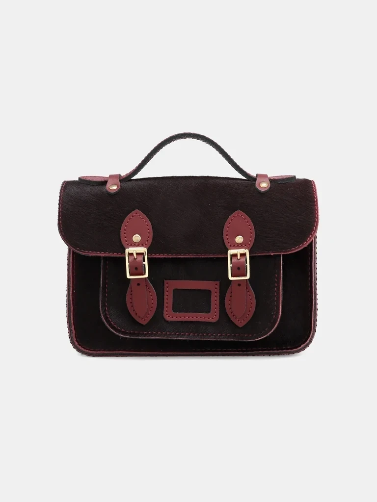The Mini Satchel - Oxblood hair-on-hide