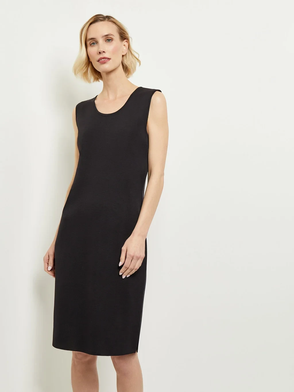 Sleeveless Sheath Knit Dress, Black - True Fit